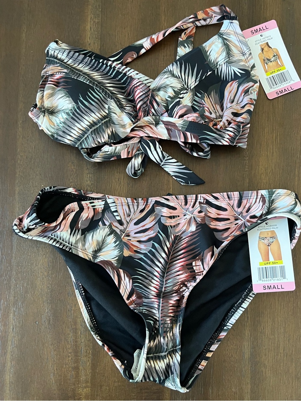Hurley scattered palm Women’s Tropical Leaf Print Bikini Set  small